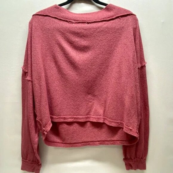 We The Free Stay With Me Hacci Top Women's Small Raspberry Pink Long Sleeve GUC - Picture 8 of 10